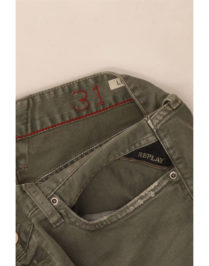 Replay Herren Lenrick Slim Jeans W31 L32 Khaki Baumwolle