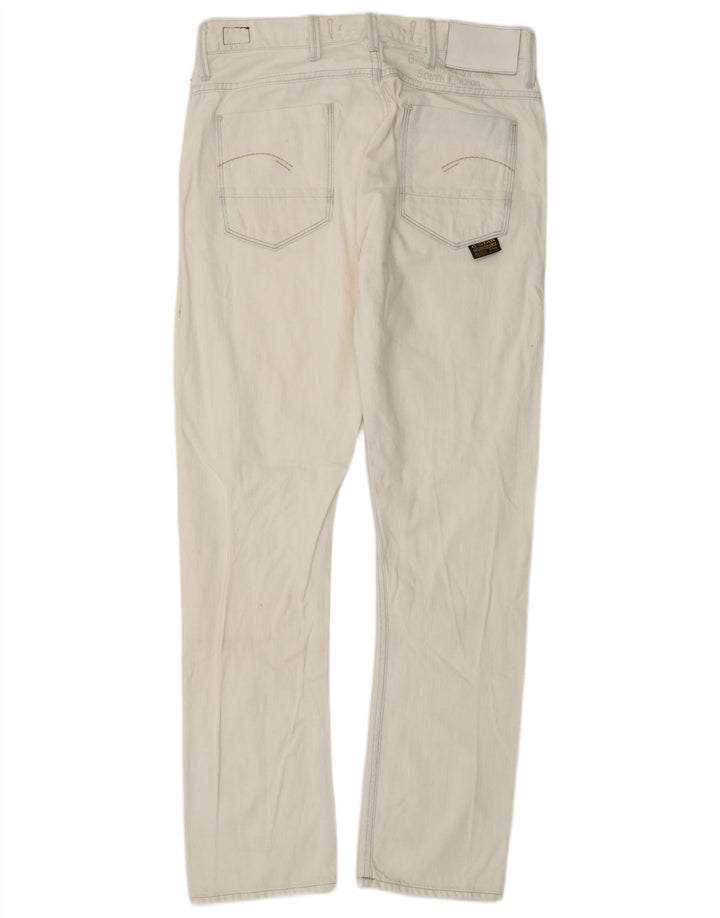 G-Star Herren Straight Jeans W34 L32 Weiße Baumwolle