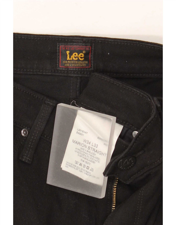Lee Damen Marion Straight Jeans W34 L33 Schwarze Baumwolle