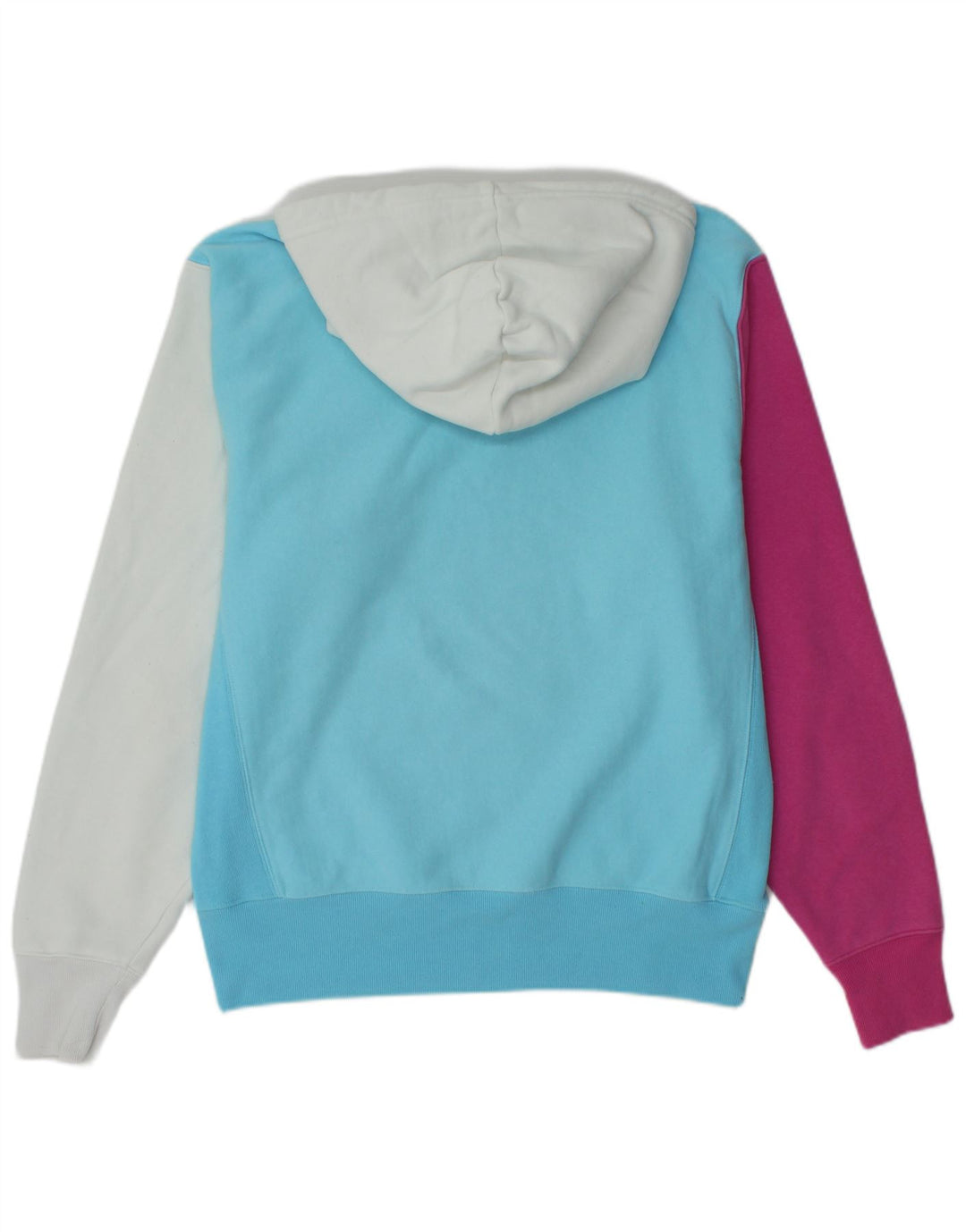 CHAMPION Mens Reverse Weave Graphic Hoodie Jumper Medium Blue Colourblock