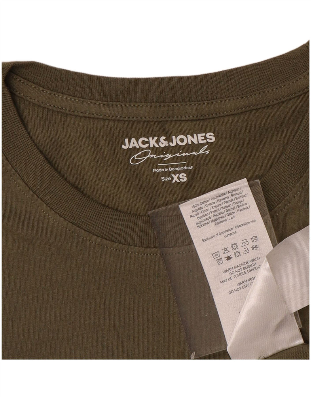 JACK & JONES Herren T-Shirt Top XS Khaki Baumwolle