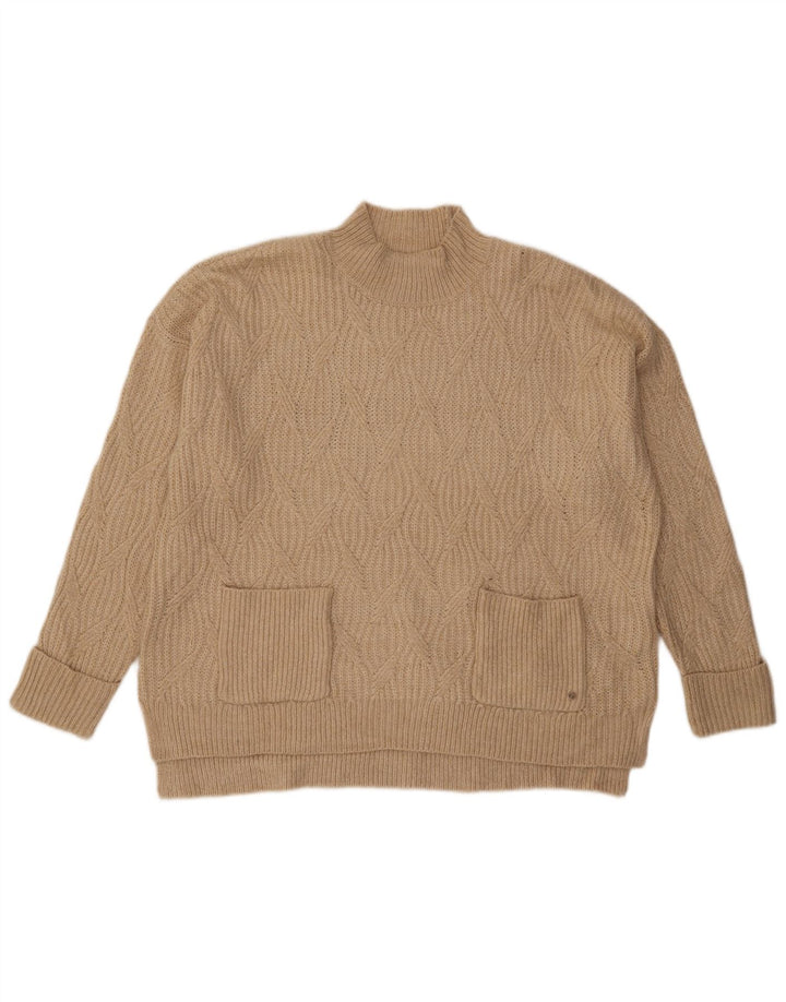Fat Face Damen-Pullover mit Rollkragen, Gr. 40, Beige, Argyle/Diamant