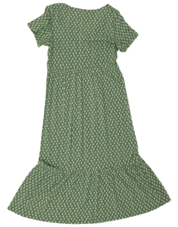 White Stuff Damen Maxikleid UK 12 Mittelgrüne Baumwolle mit Blumenmuster