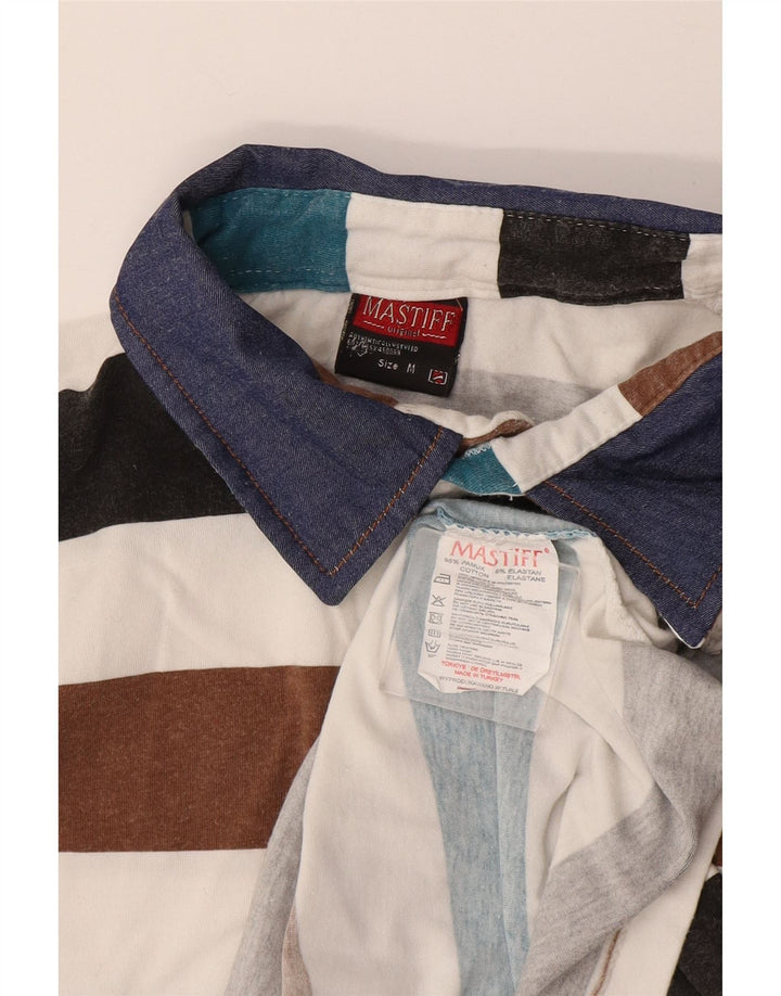 Vintage Herren Rugby-Poloshirt, mittelgroß, mehrfarbig, gestreift, Baumwolle