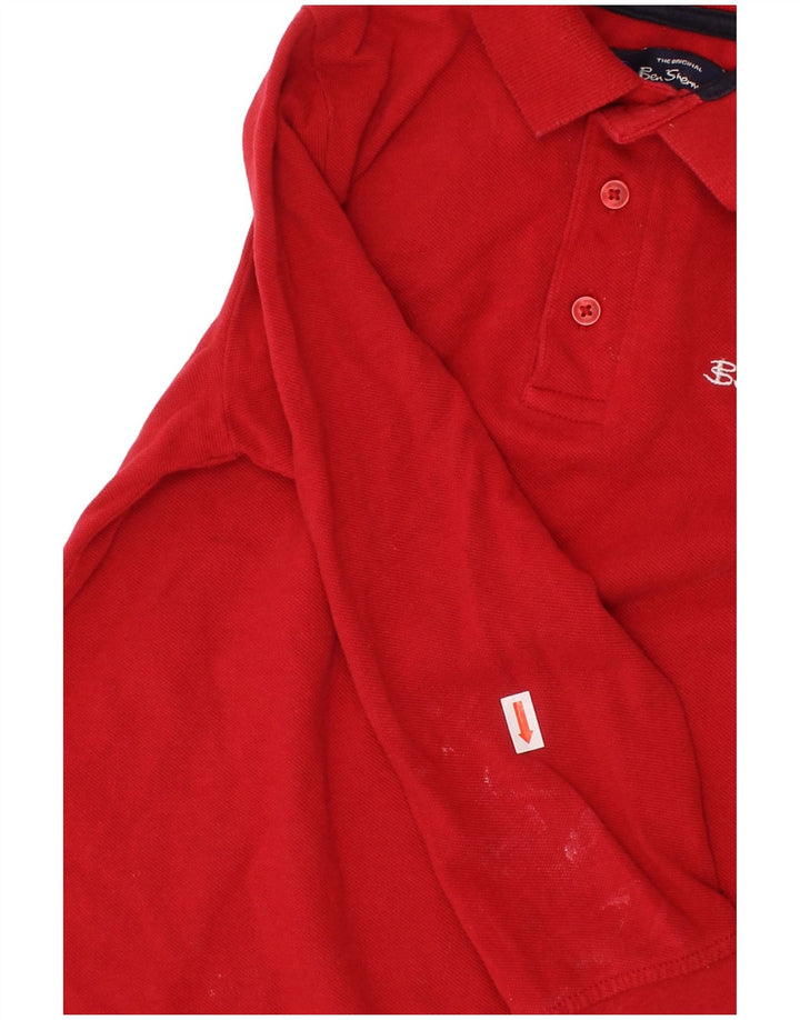 BEN SHERMAN Langarm-Poloshirt mit Grafik für Jungen, 6–7 Jahre, rote Baumwolle