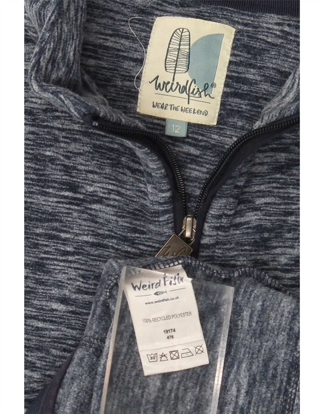 WEIRD FISH Damen-Fleecejacke UK 12 Mittelmarineblau meliertes Polyester