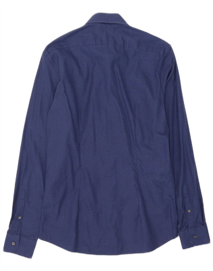 Reiss Herren-Slim-Fit-Hemd, klein, marineblau, Baumwolle