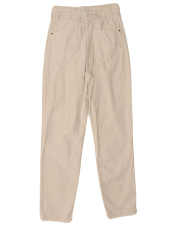 Zara Damen-Jeans mit hoher Taille, EU 34, 2XS, W24, L27, cremefarbene Baumwolle