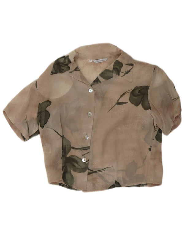 Vintage Damen Durchsichtiges 2-teiliges Set UK 12 Medium Beige Floral