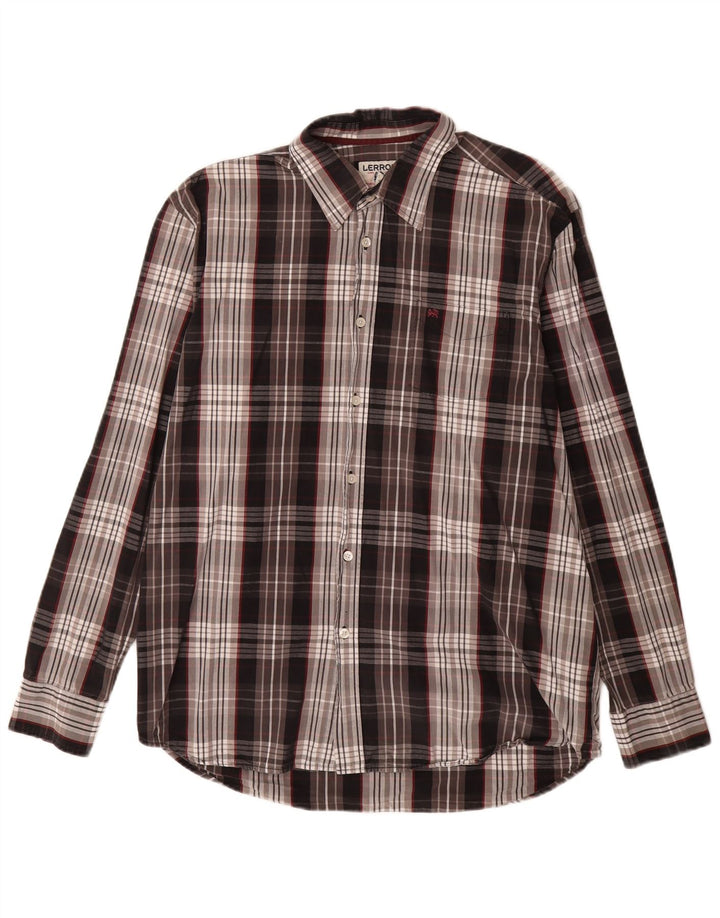 LERROS Mens Shirt XL Grey Check Cotton