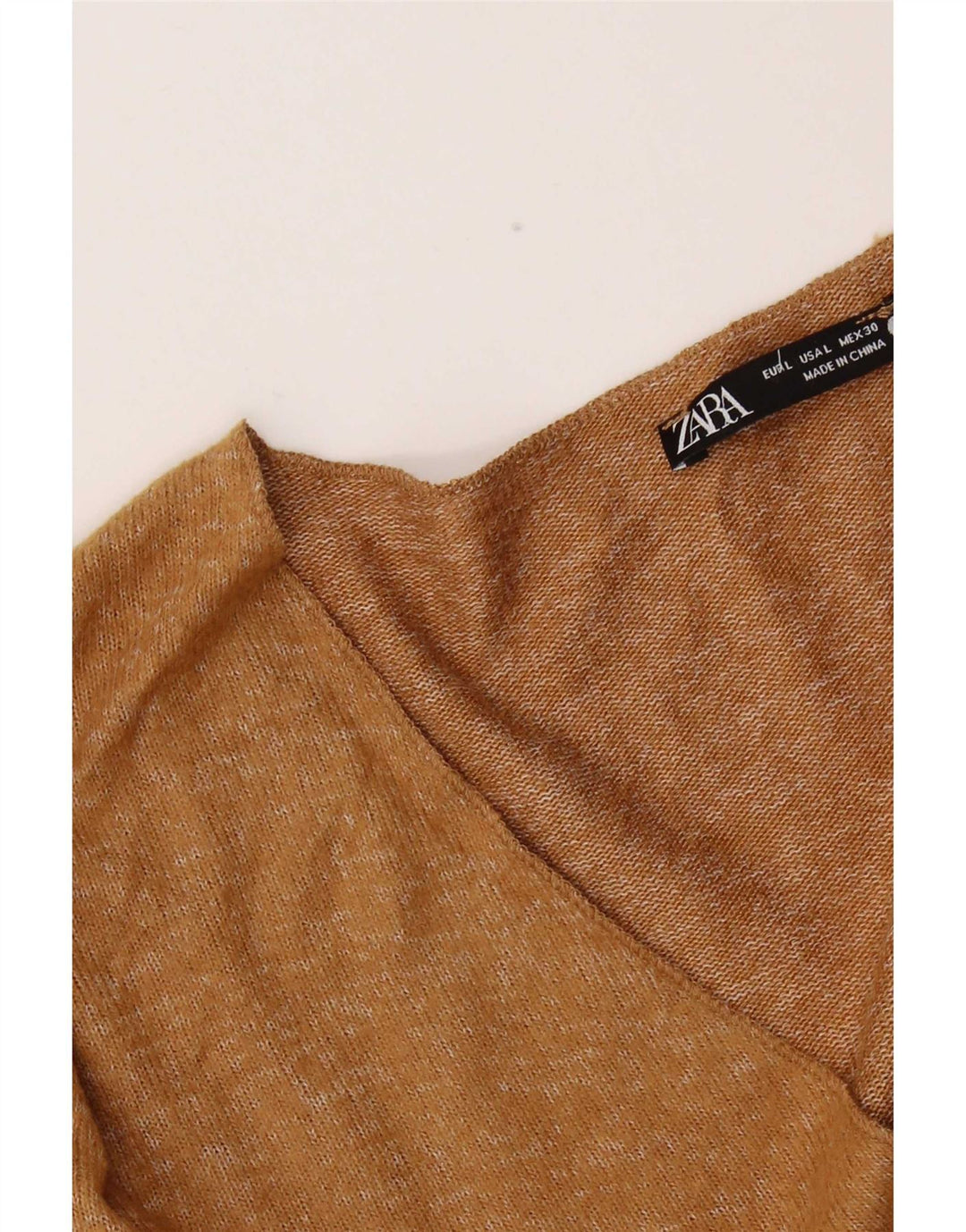 Zara Damen Top Langarm UK 14 Large Braun