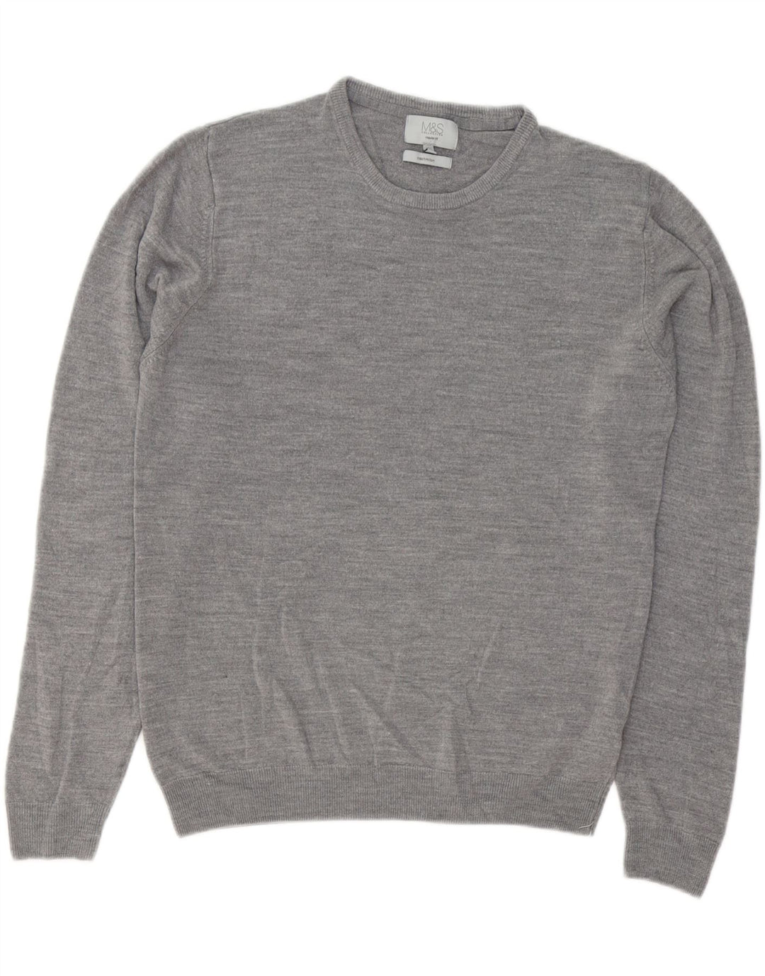 Marks & Spencer Herren-Pullover, reguläre Passform, Rundhalsausschnitt, Größe L, Grau