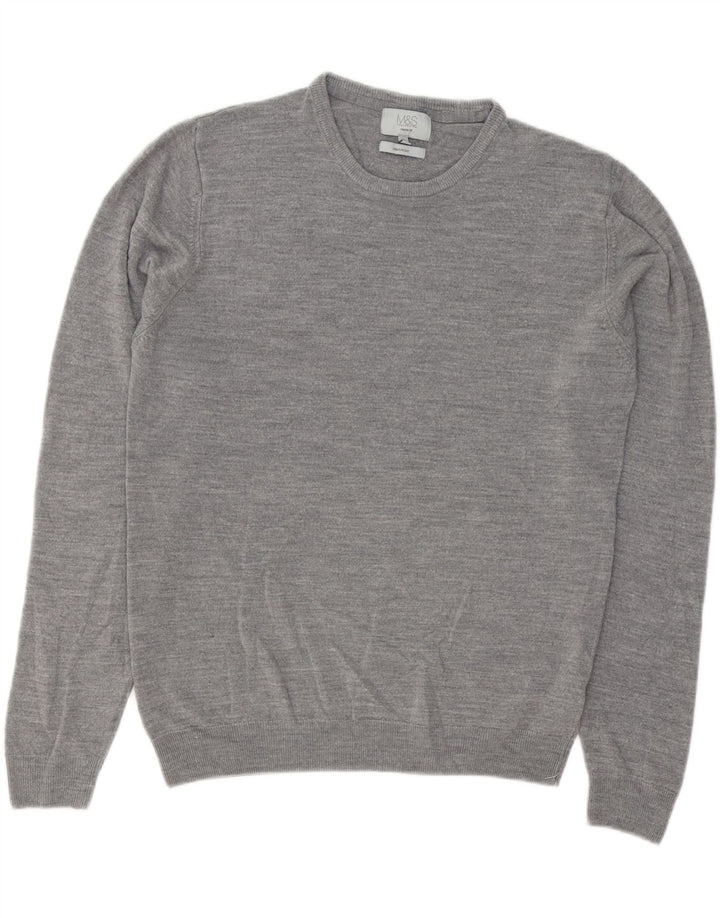 Marks & Spencer Herren-Pullover, reguläre Passform, Rundhalsausschnitt, Größe L, Grau