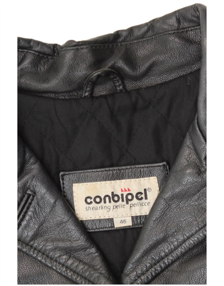 Conbipel Damen-Lederjacke mit lockerer Passform, Größe 46, großes schwarzes Leder