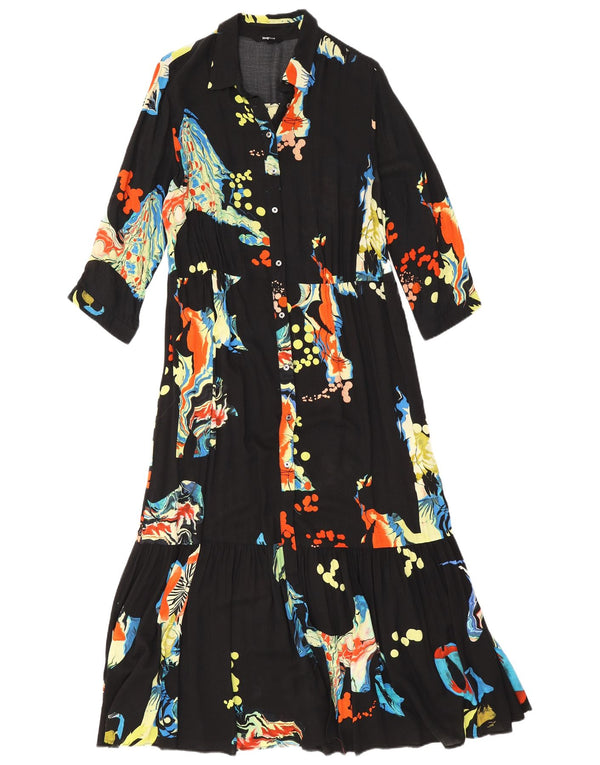 Desigual Damen-Hemdkleid mit abstraktem Muster und 3/4-Ärmeln, UK 18, XL, Schwarz