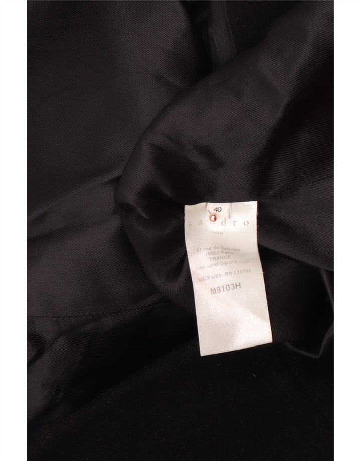 SANDRO Damen-Mantel mit Kapuze, EU 40, mittelschwarze Wolle