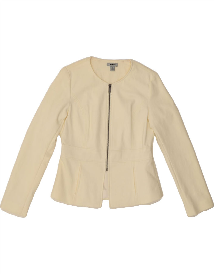 DKNY Womens Blazer Jacket UK 10 Small Off White Cotton Vintage Dkny and Second-Hand Dkny from Messina Hembry 