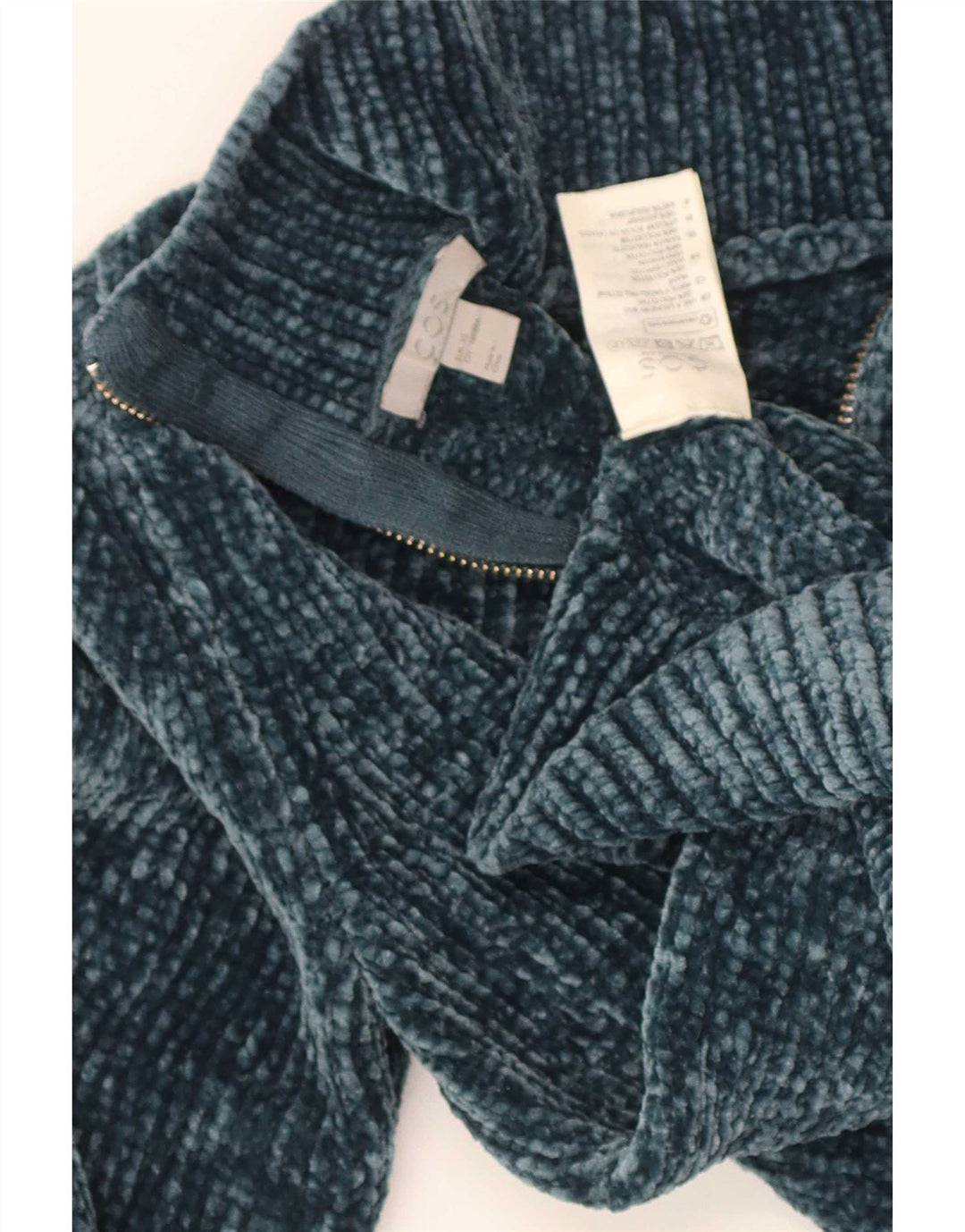 Cos Damen-Pullover mit Reißverschluss am Hals, UK 6, XS, Türkis, Polyester