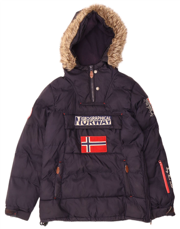 Norwegen Herren-Anorak mit Kapuze, gepolstert, Größe 36, Marineblau, Polyester