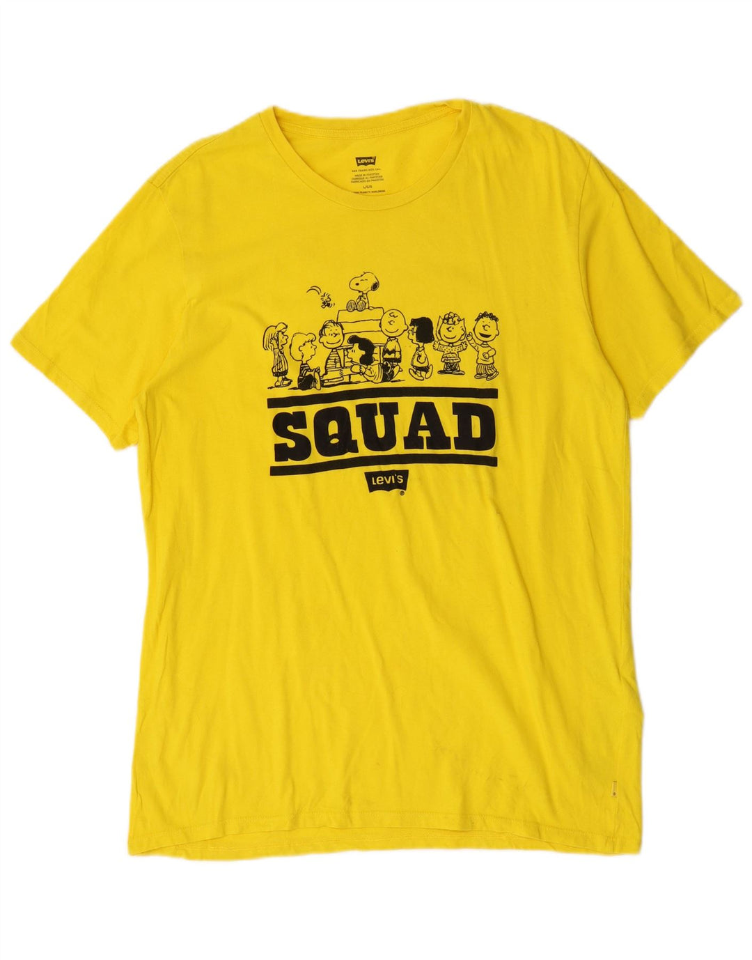 Levi's Herren Peanuts Graphic T-Shirt Top Large Gelb Baumwolle