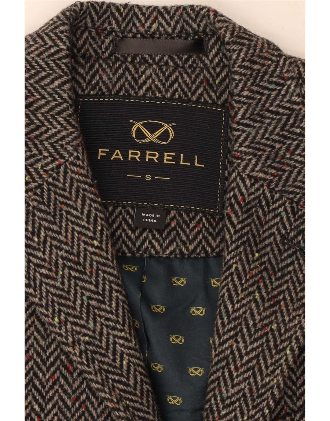 Farrell Herren-Blazer mit 2 Knöpfen, UK 36, kleine graue Wolle mit Fischgrätenmuster