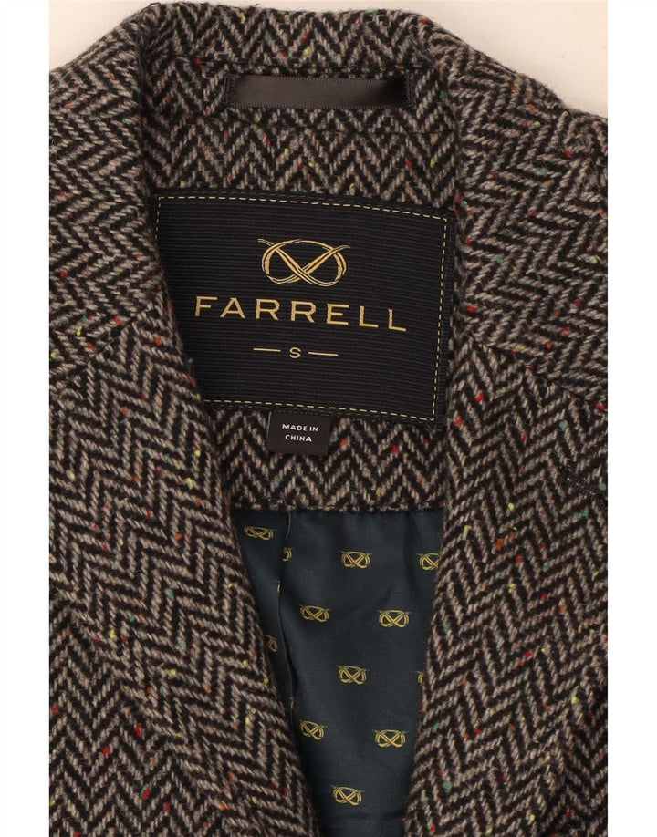 Farrell Herren-Blazer mit 2 Knöpfen, UK 36, kleine graue Wolle mit Fischgrätenmuster