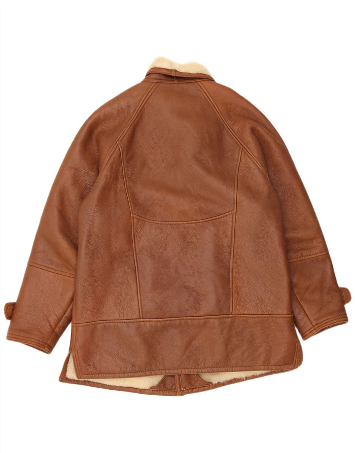 Vintage Herren Shearling Jacke IT 52 XL Braun Shearling