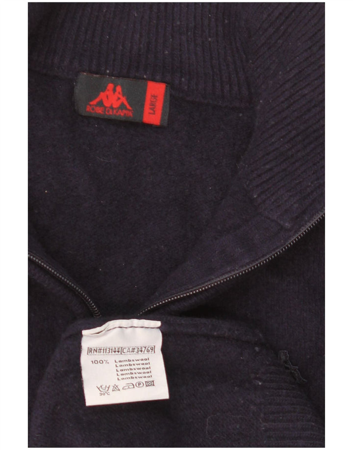 Kappa Herren-Pullover mit Reißverschluss am Hals, groß, marineblaue Lammwolle