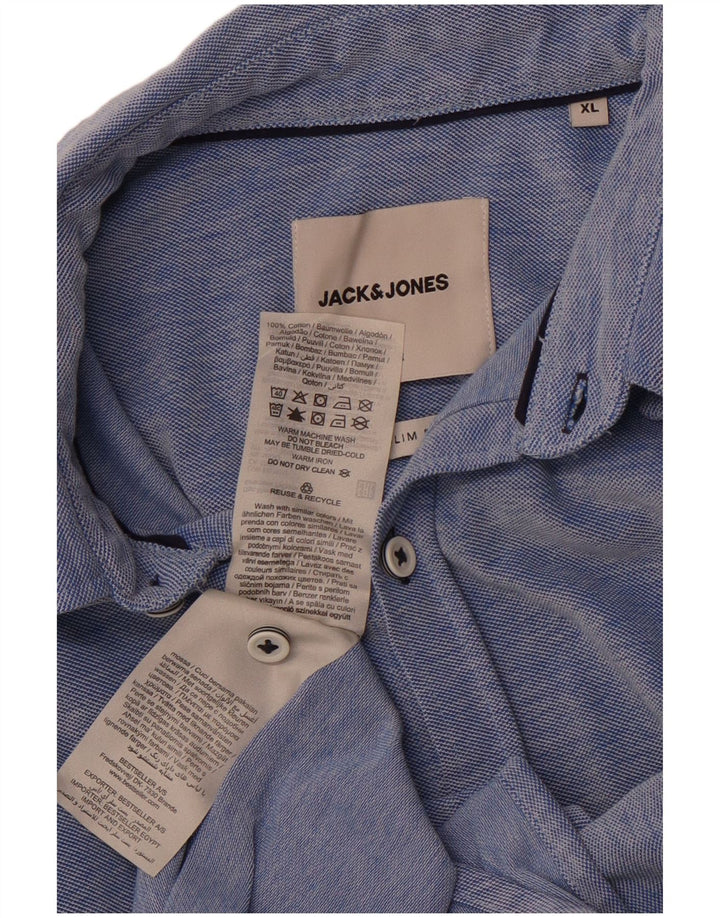 JACK & JONES Herren Slim Fit Hemd XL Blau Baumwolle