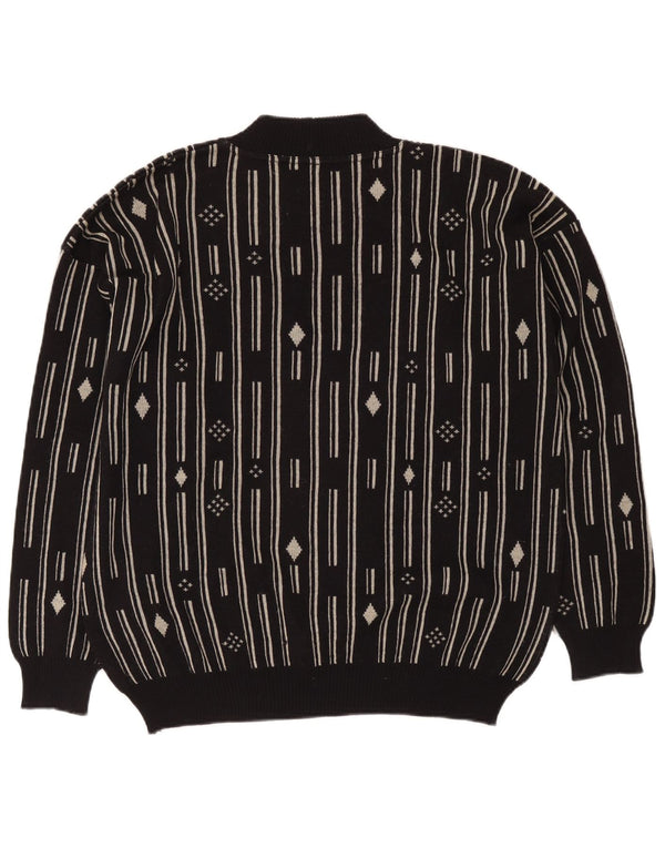 De Pietri Herren-Pullover mit Rundhalsausschnitt, Größe 48, mittelschwarz, geometrisch