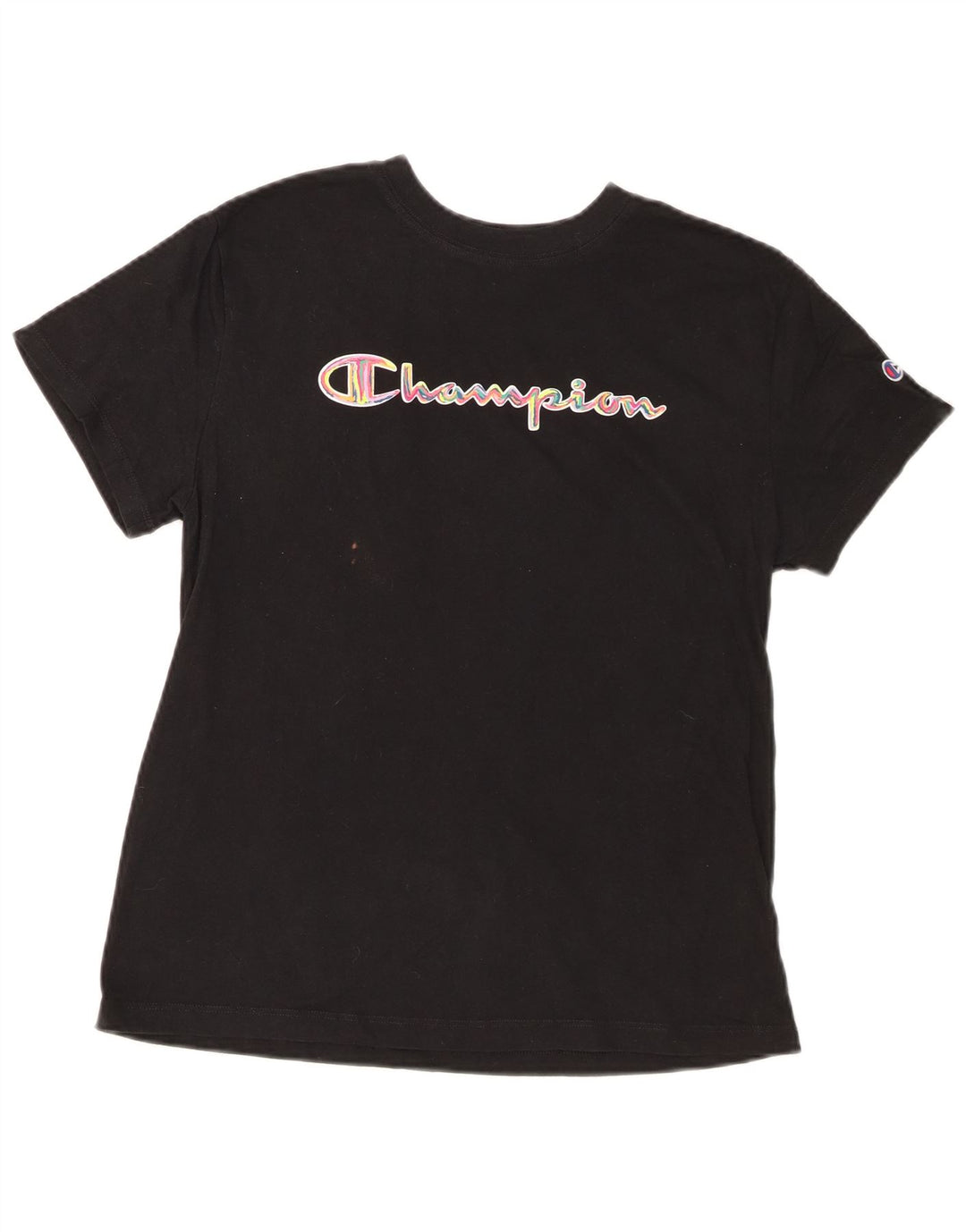 Champion Damen Grafik-T-Shirt-Oberteil UK 12 Medium Schwarz