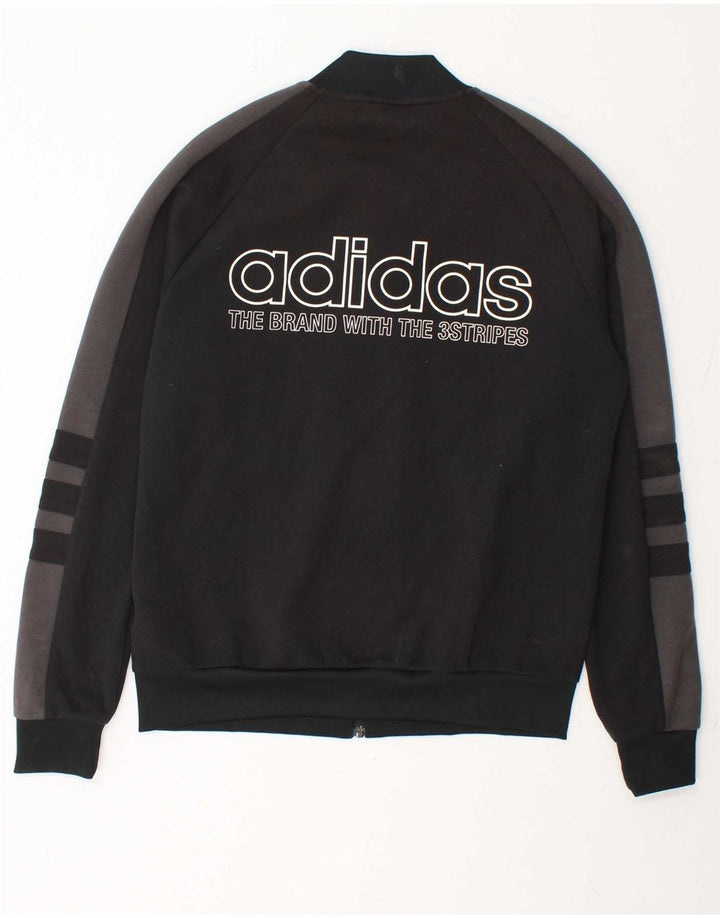ADIDAS Womens Graphic Tracksuit Top Jacket UK 12 Medium  Black Colourblock