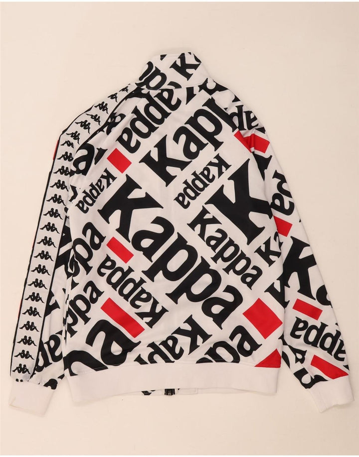 Kappa Herren-Trainingsanzug mit grafischem Oberteil, groß, aus weißem Polyester