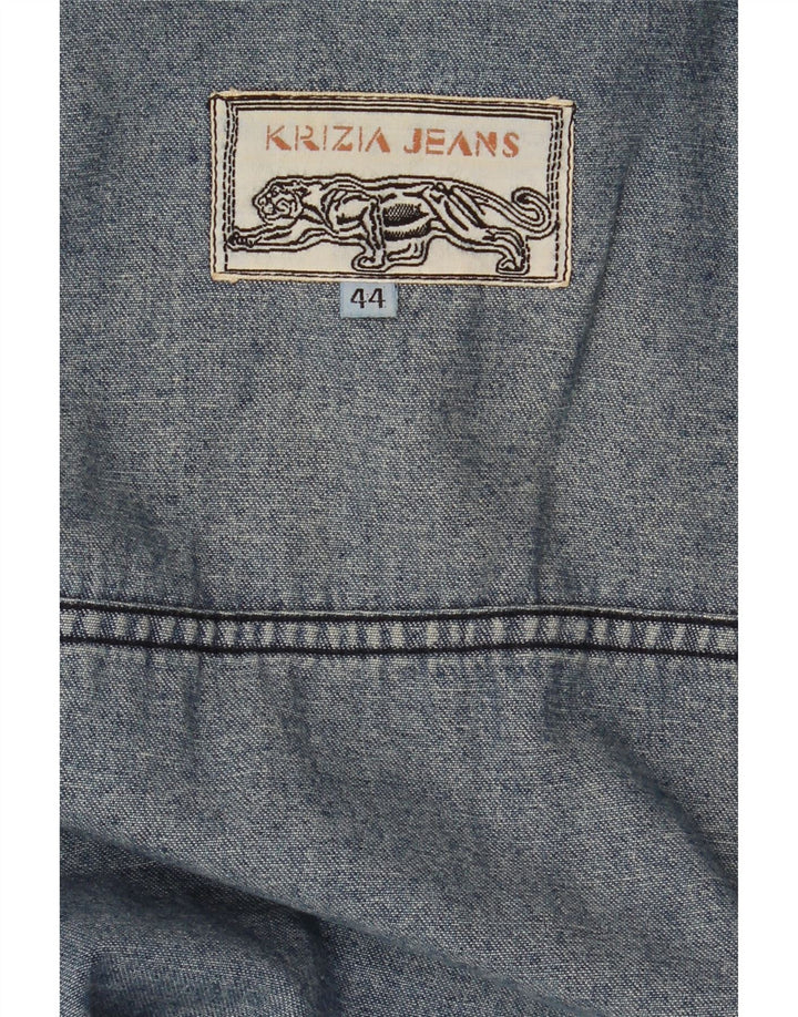 KRIZIA JEANS Übergroße Crop-Jeansjacke für Damen IT 44 Mittelblaues Blumenmuster