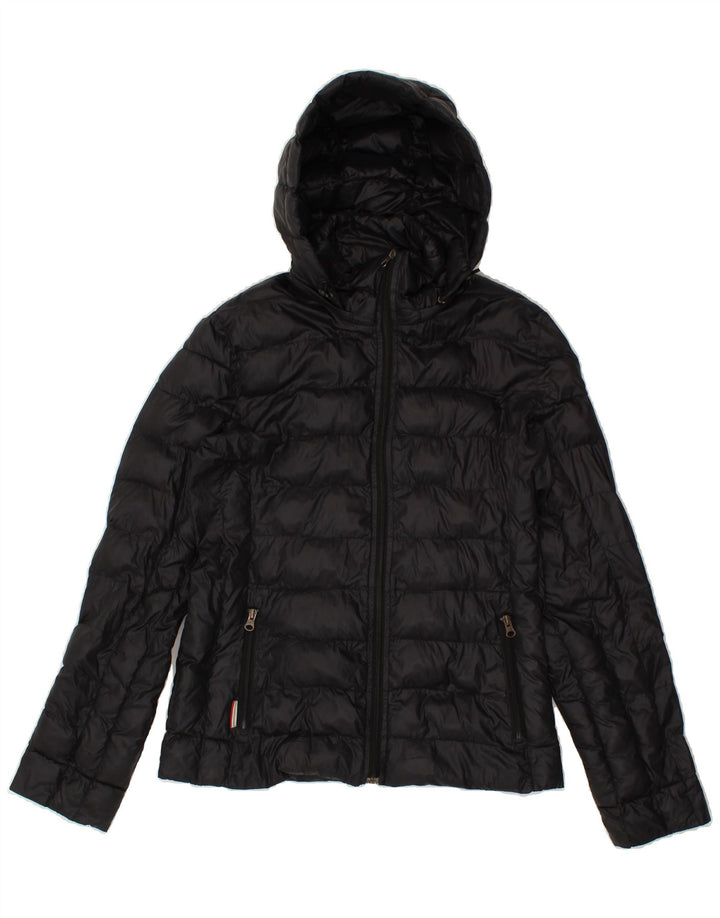 NEW BALANCE Womens Hooded Padded Jacket UK 12 Medium Black Polyamide Vintage New Balance and Second-Hand New Balance from Messina Hembry 