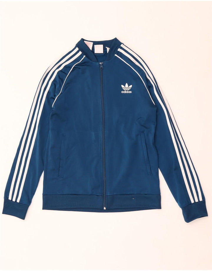 Adidas Jungen Trainingsanzug Top Jacke 13-14 Jahre Blaues Polyester