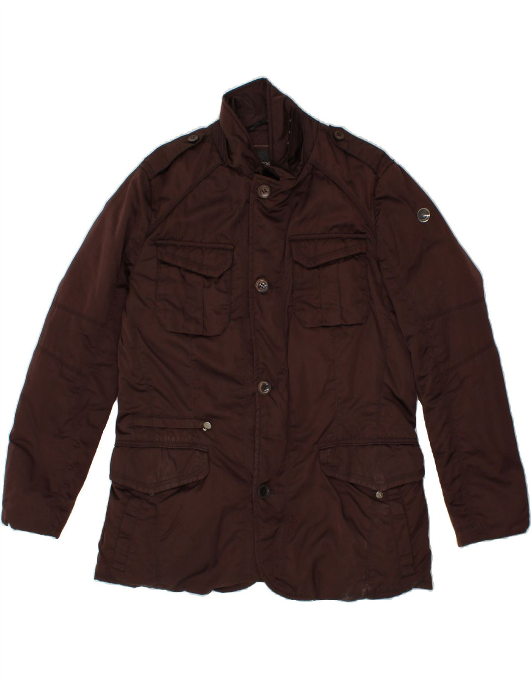 GEO SPIRIT Herren-Militär-Jacke, gepolstert, Größe 56, 3XL, kastanienbraunes Polyester