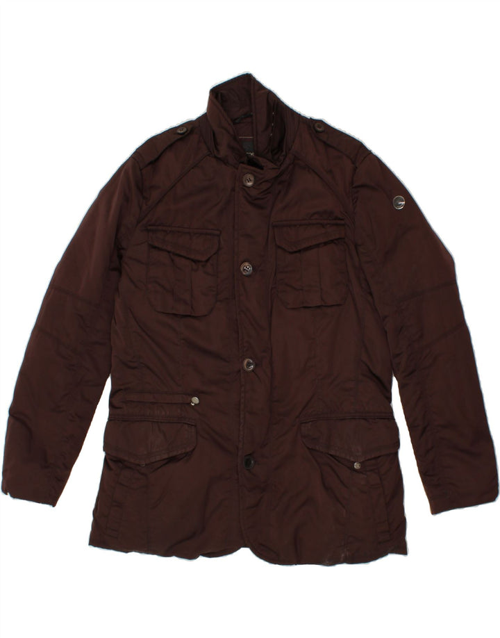 GEO SPIRIT Herren-Militär-Jacke, gepolstert, Größe 56, 3XL, kastanienbraunes Polyester