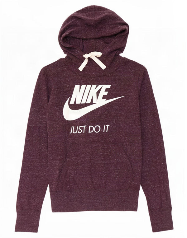 Nike Womens Graphic Hoodie Pullover UK 6 XS Lila gefleckte Baumwolle