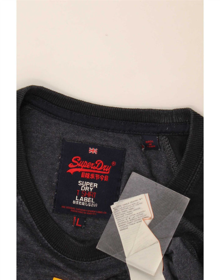 Superdry Herren Grafik-T-Shirt-Oberteil, groß, graue Farbblock-Baumwolle