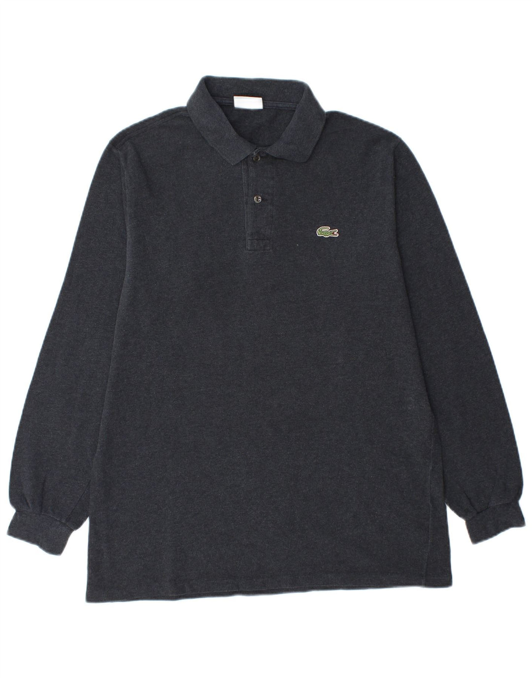 Lacoste Herren-Langarm-Poloshirt, Größe 4, mittelgraue Baumwolle
