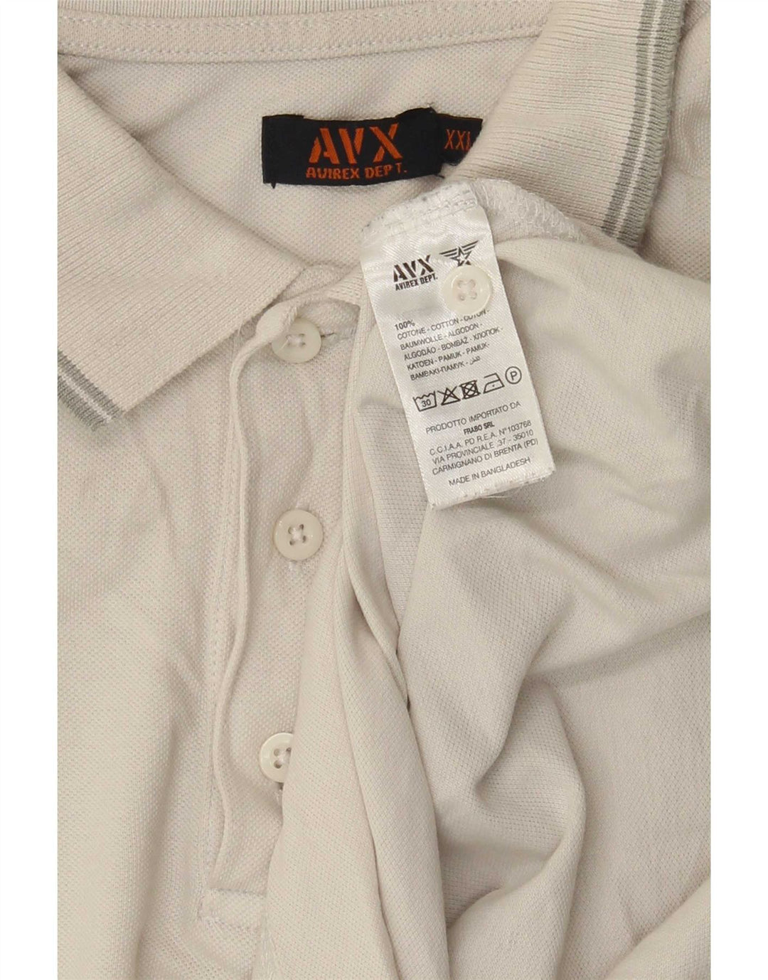 Avirex Herren Poloshirt 2XL weiß gestreift aus Baumwolle