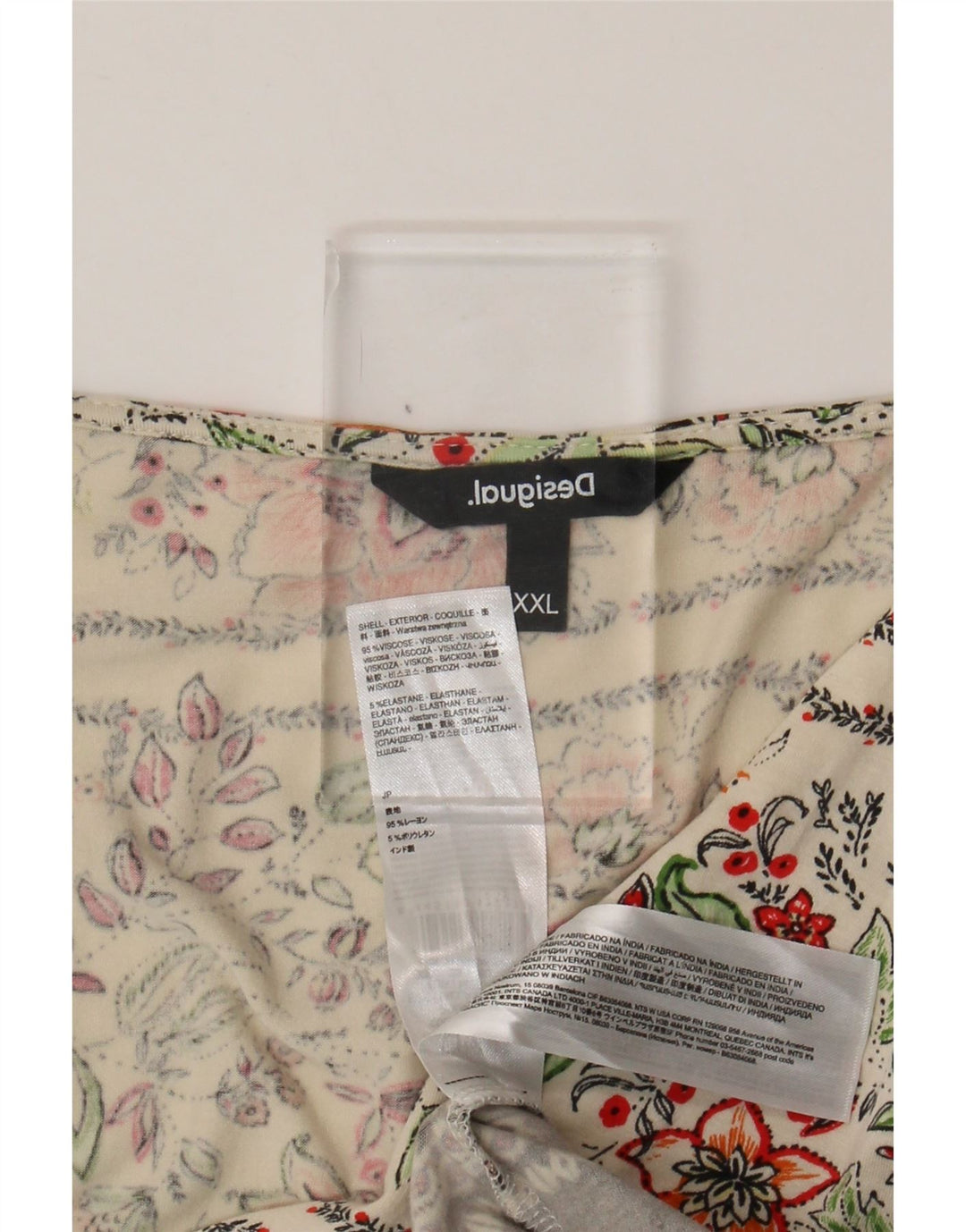 DESIGUAL Damen Bluse Top UK 20 2XL Off White Floral Viscose