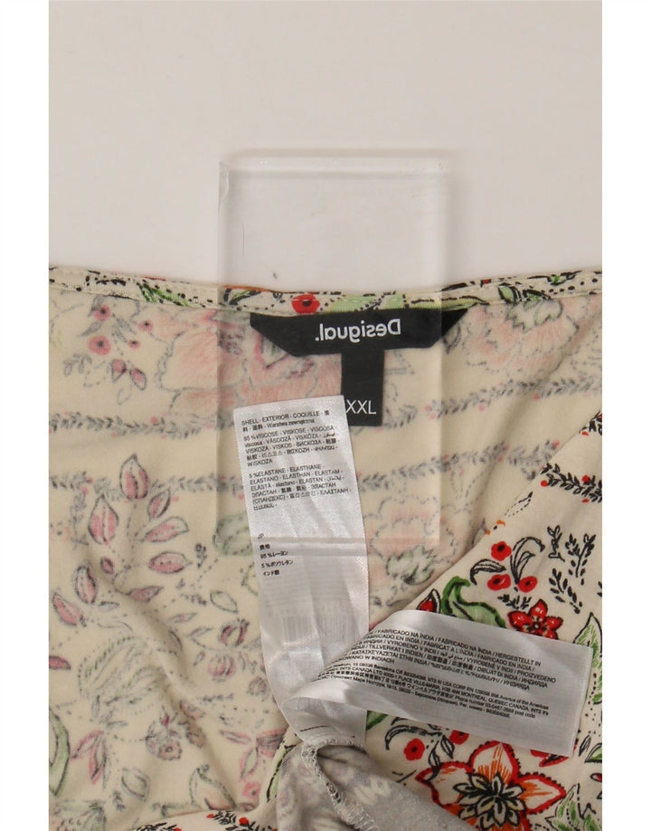 DESIGUAL Damen Bluse Top UK 20 2XL Off White Floral Viscose