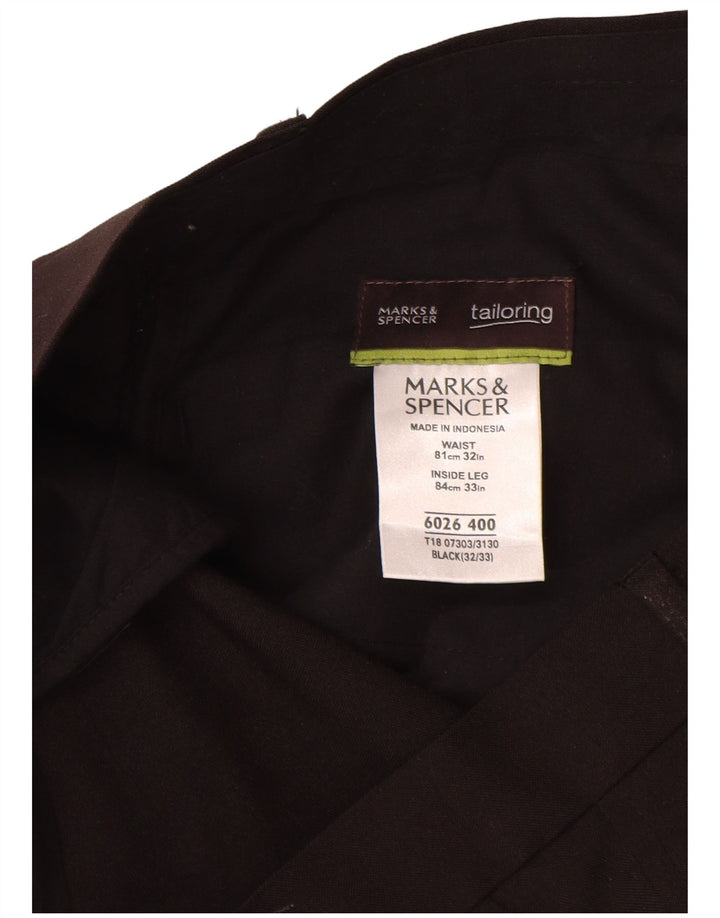 Marks & Spencer Herren maßgeschneiderte gerade Chinohose W32 L33 Schwarz