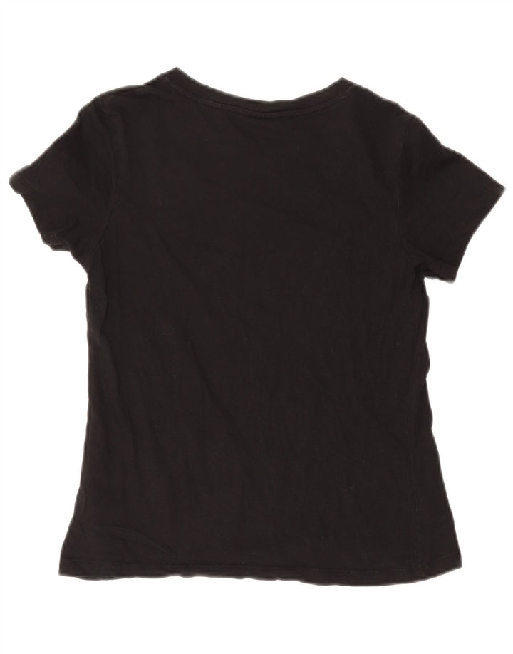 CALVIN KLEIN Damen Grafik T-Shirt Top UK 12 Medium Schwarz Baumwolle