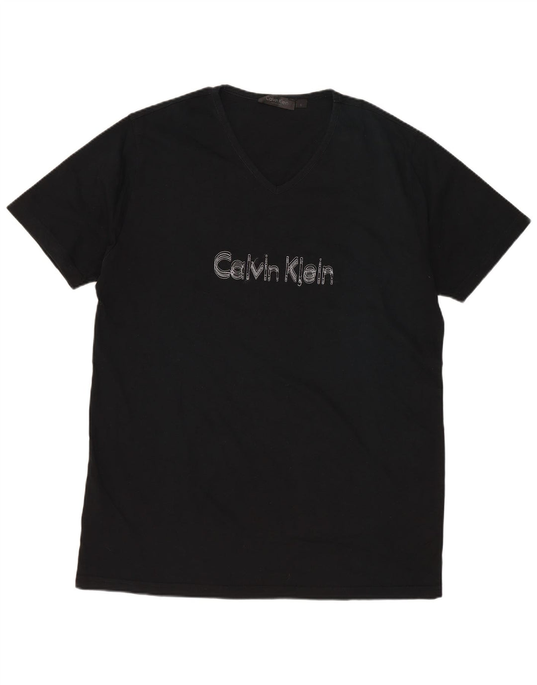 CALVIN KLEIN Herren Grafik T-Shirt Top Large Schwarz Baumwolle