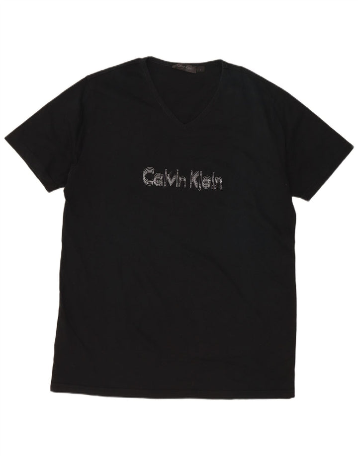 CALVIN KLEIN Herren Grafik T-Shirt Top Large Schwarz Baumwolle