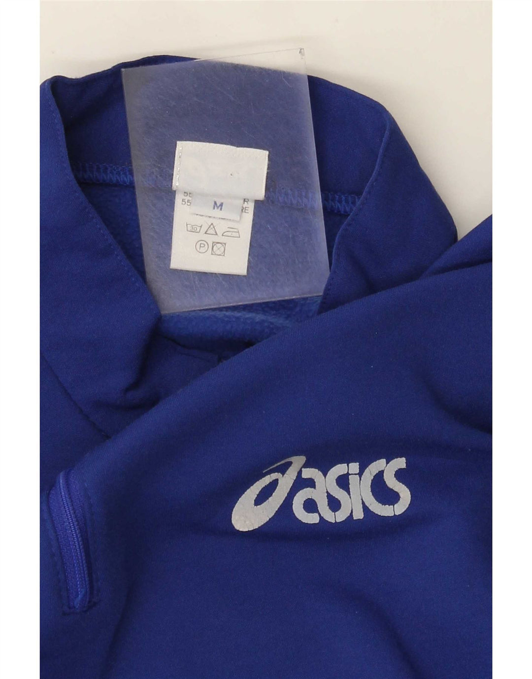 Asics Herren-Sweatshirt mit Reißverschluss am Hals, Mittelblaues Farbblock-Polyester