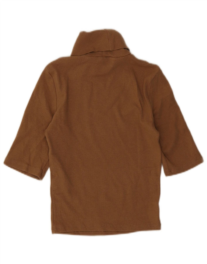 Zara Damen Rollkragen-Crop-Top UK 8 Small Braune Baumwolle